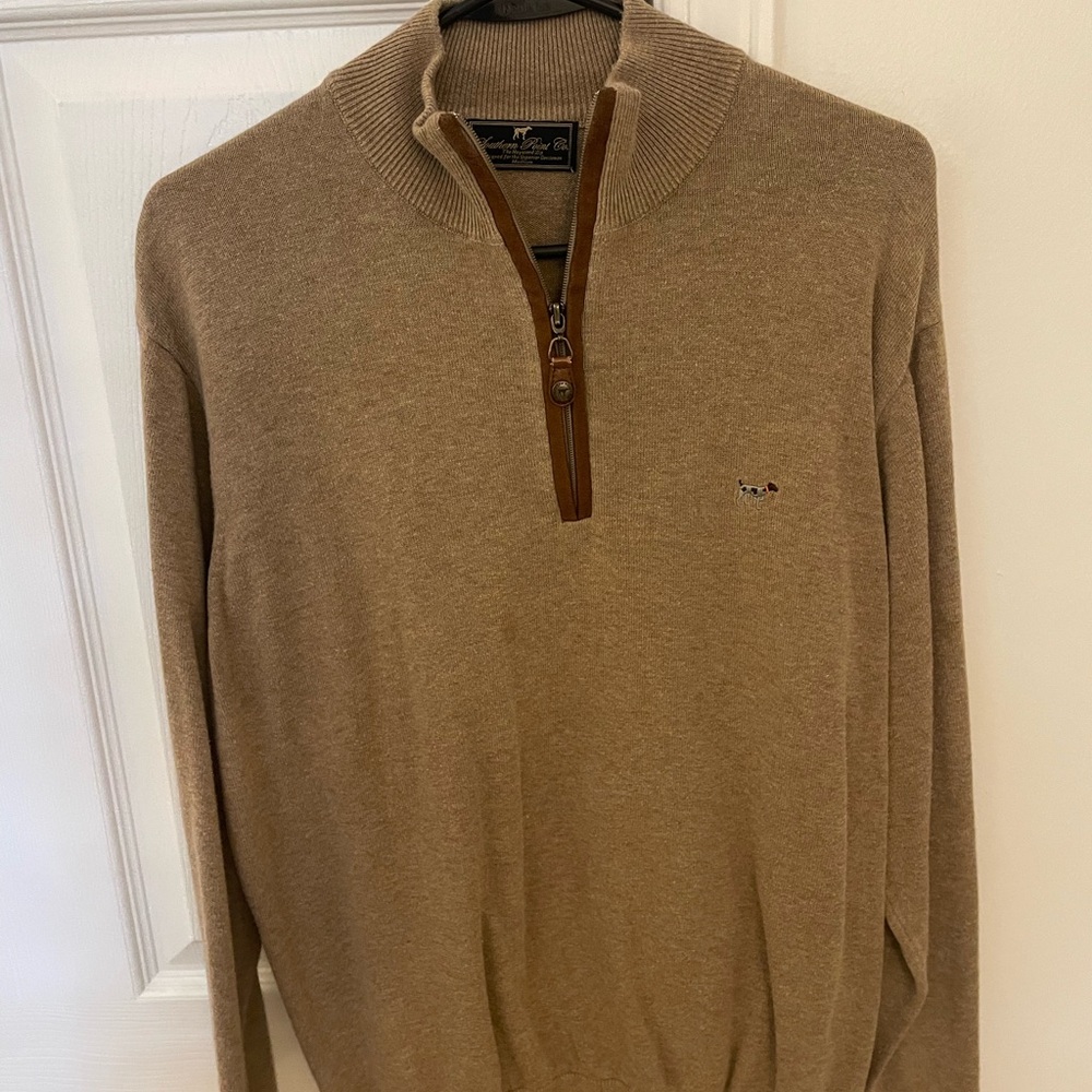 Men's Camel Zip-Up Sweater